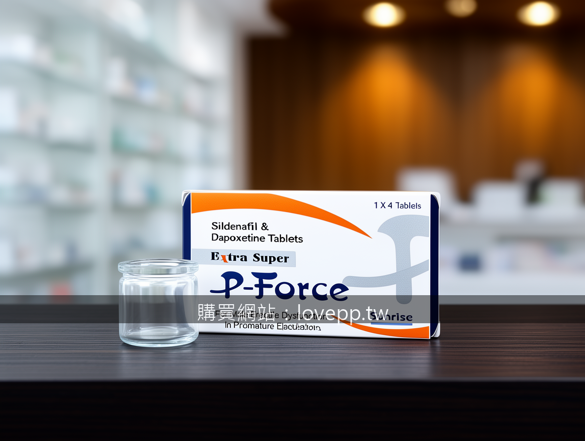 Luxury scene product photography. Place the P-Force Sildenafil & Dapoxetine Tabl