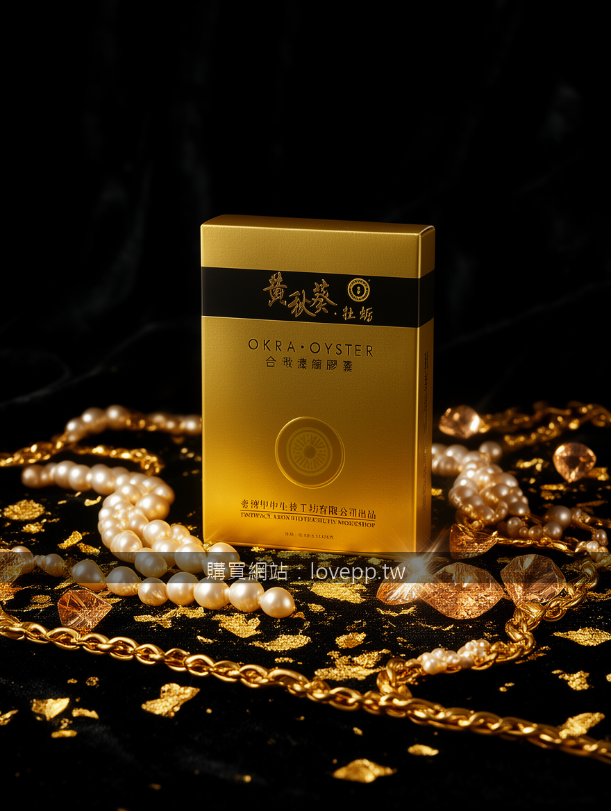 BLACK VELVET with gold leaf accents. Place the Okra Oyster Extract Capsules Box